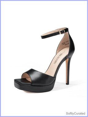 Women's Stiletto Heel Platform Sandals Square Toe Ankle Strap Formal